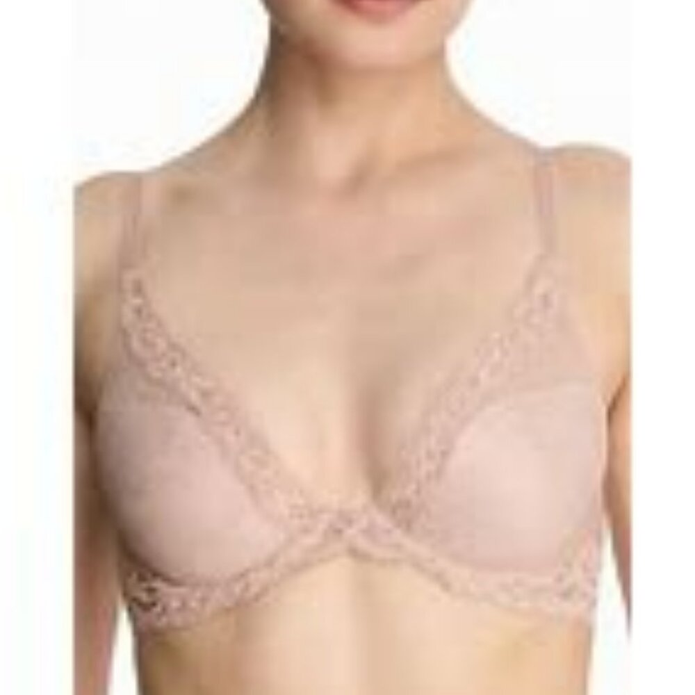 Natori Pink Feathers Plunge Bra 30DD - Picture 1 of 4